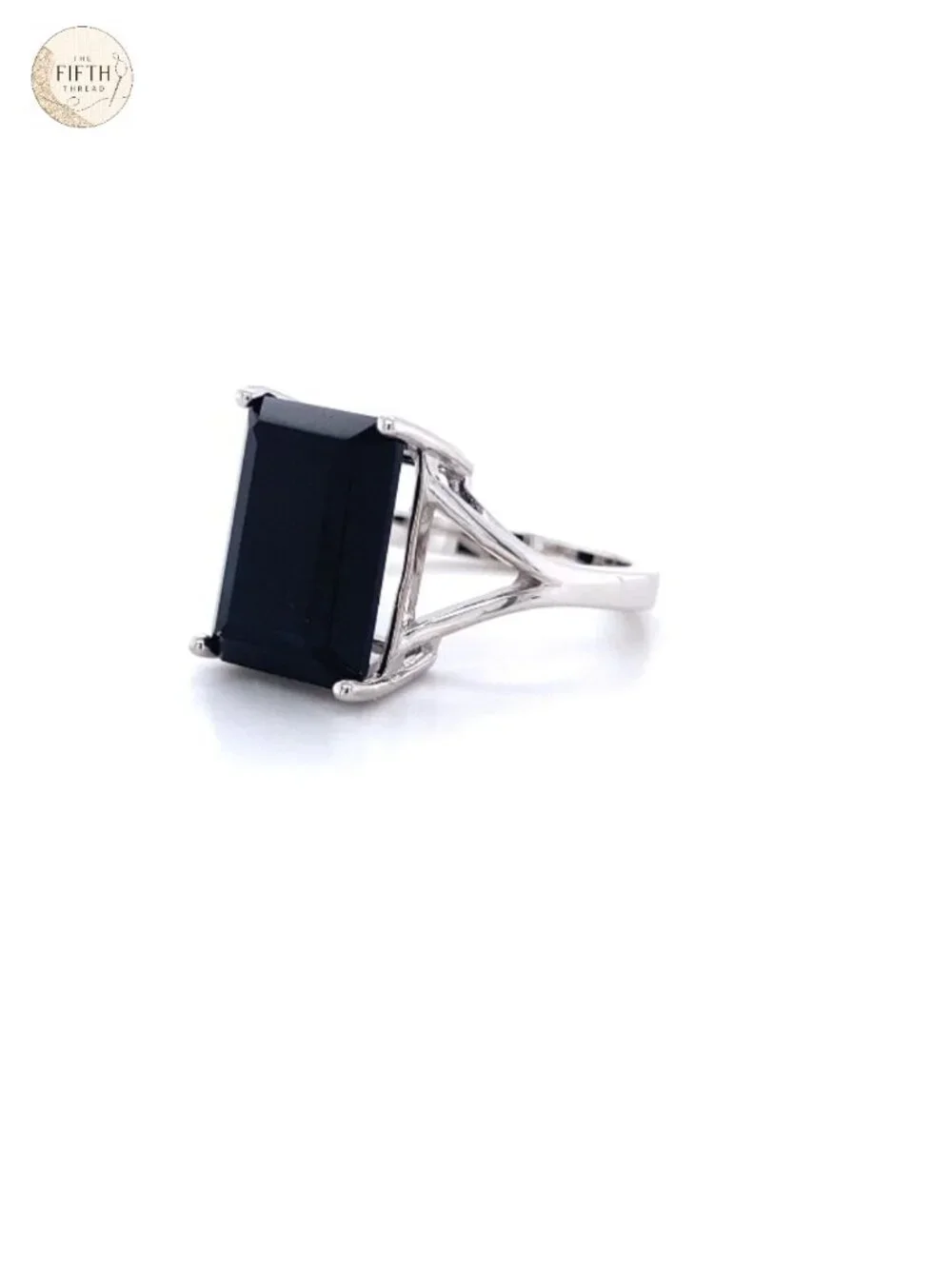 Emerald Cut Onyx Solitaire Ring 925 Sterling Silver Statement Jewelry